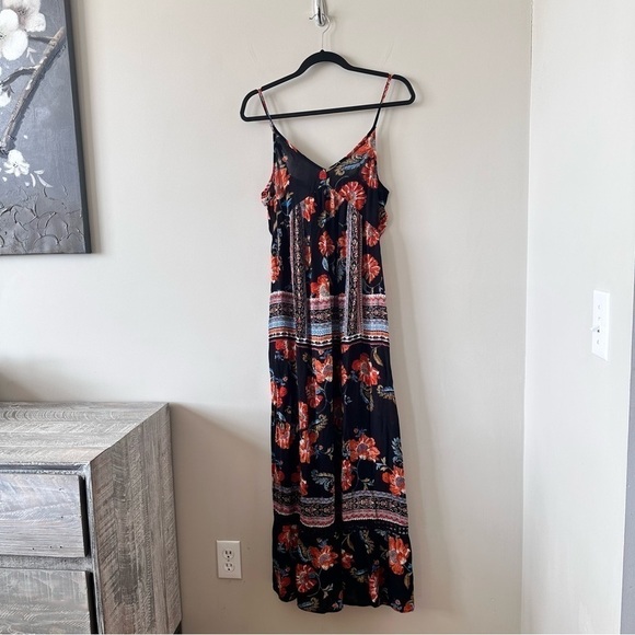 PATRONS Of Peace-Dark Floral Tie Back Maxi Summer Dress (Size:XS) - Picture 3 of 11